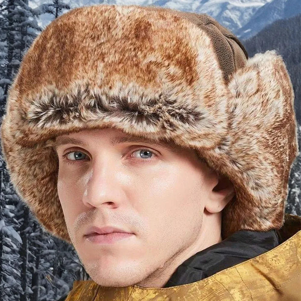 Fargo Winter Leather Fur Trapper Bomber Hat