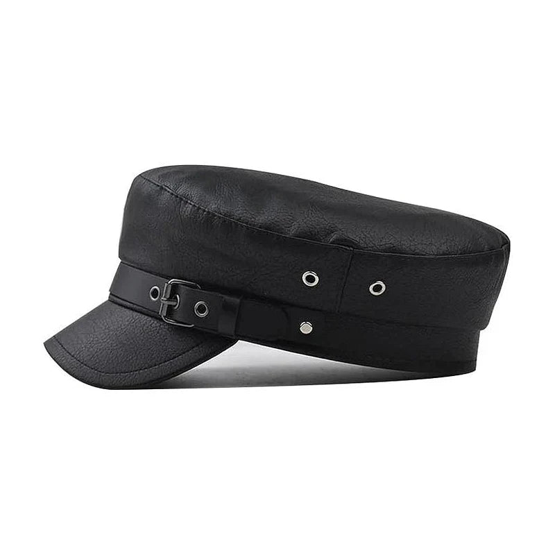 Fiddler Black Leather Sailor Cap