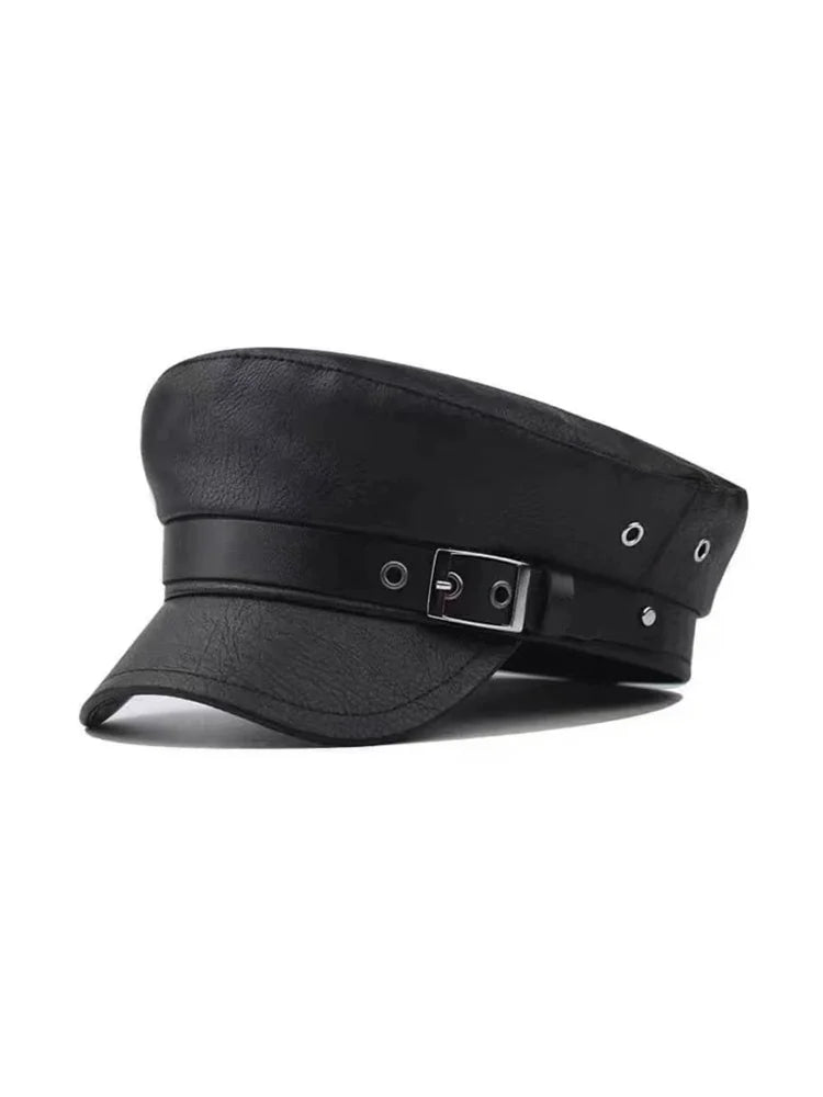 Fiddler Black Leather Sailor Cap