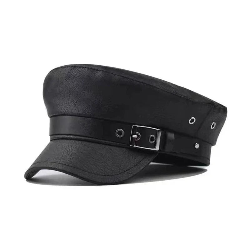 Fiddler Black Leather Sailor Cap