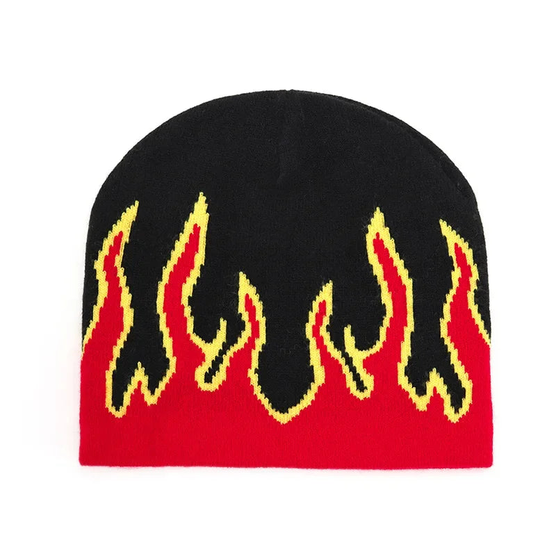 Fiery Flames Knitted Skully Beanie