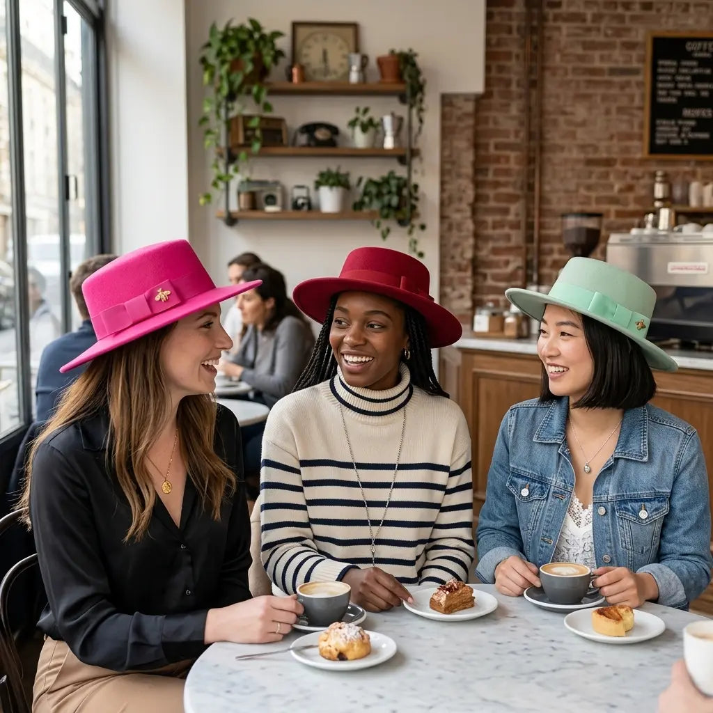 Firefly Ribbon Boater Porkpie Hat