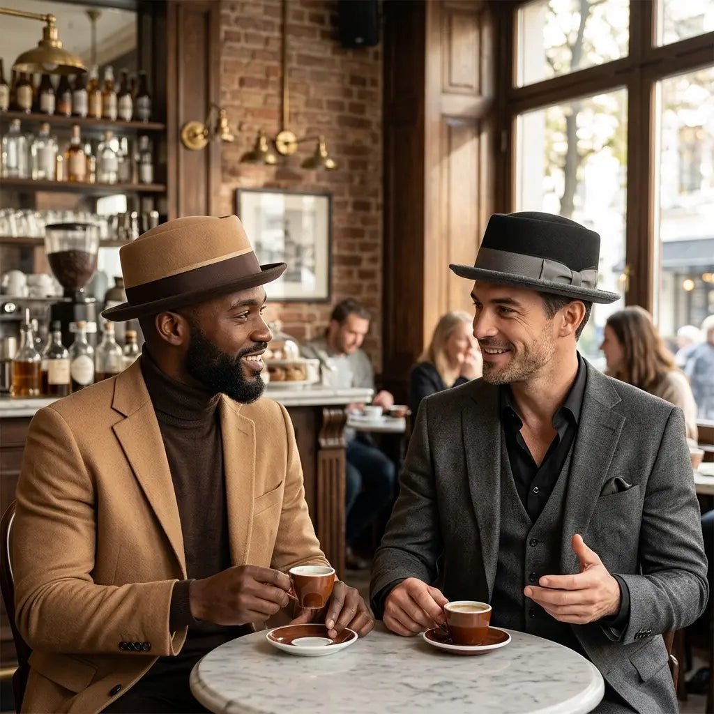 Firenze Ribbon Bicolor Wool Porkpie Hat