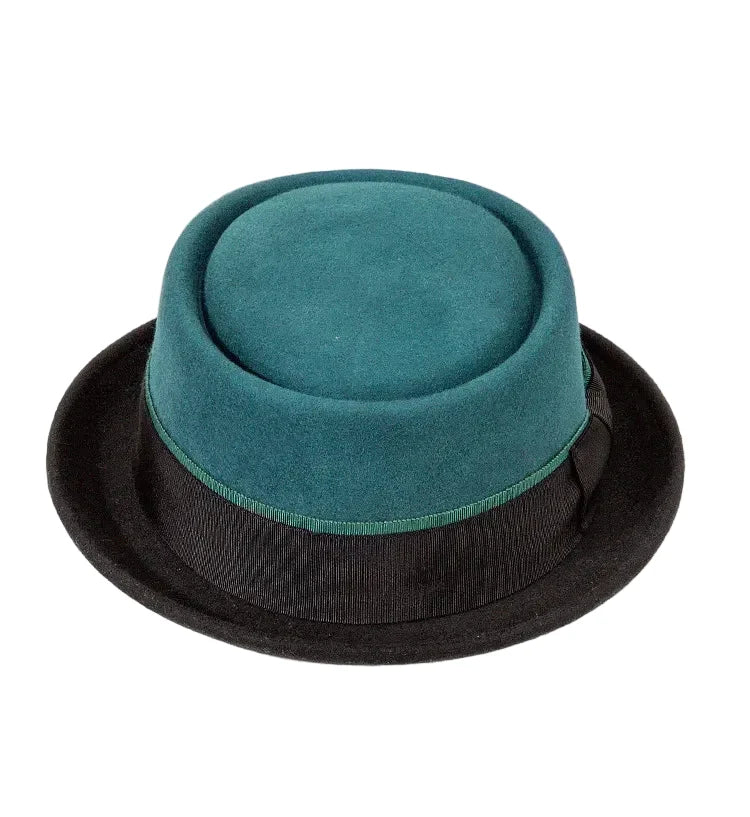 Firenze Ribbon Bicolor Wool Porkpie Hat