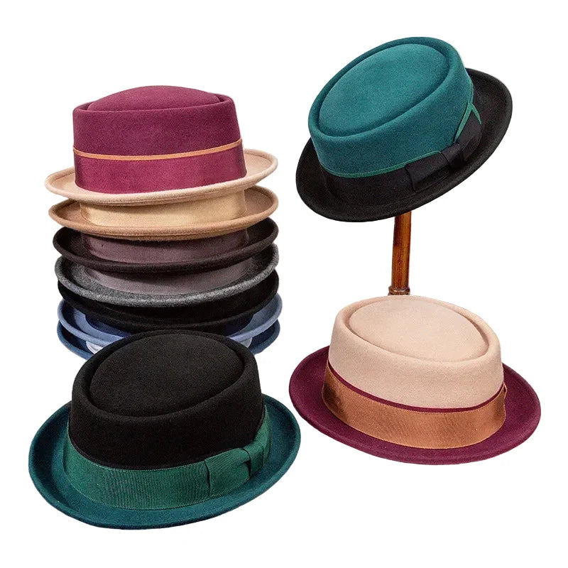 Firenze Ribbon Bicolor Wool Porkpie Hat
