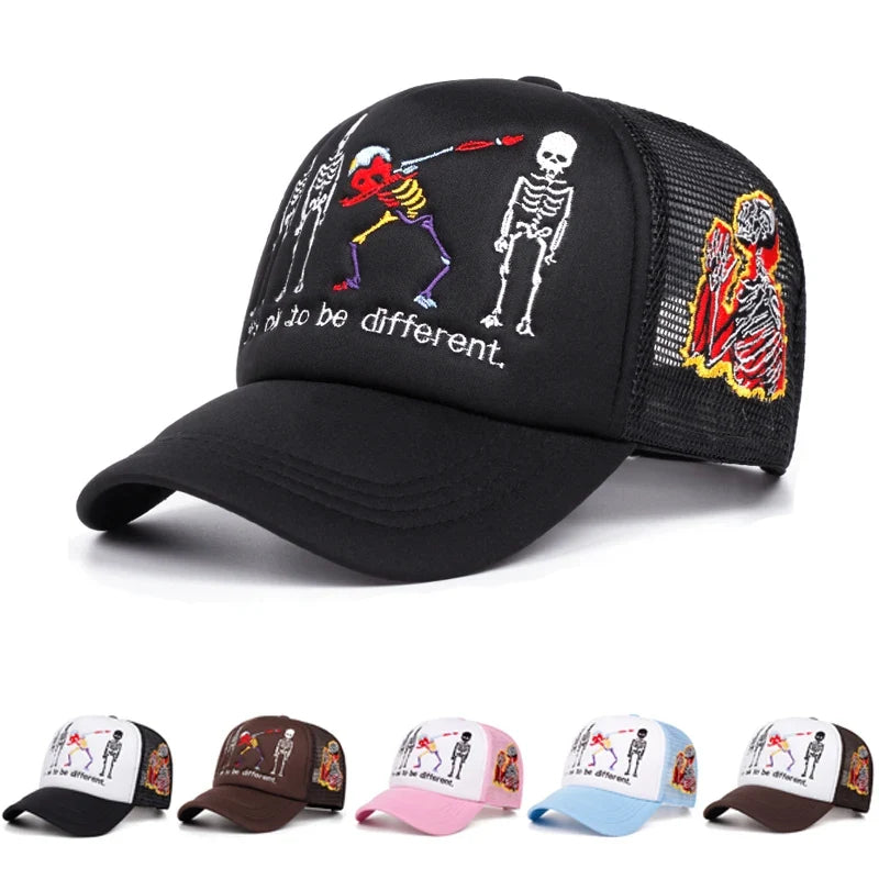 Five Skeleton Mesh Trucker Cap
