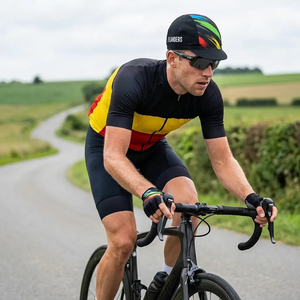 Flanders Striped Black Cycling Cap