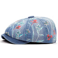 Floral Denim Newsboy Cap