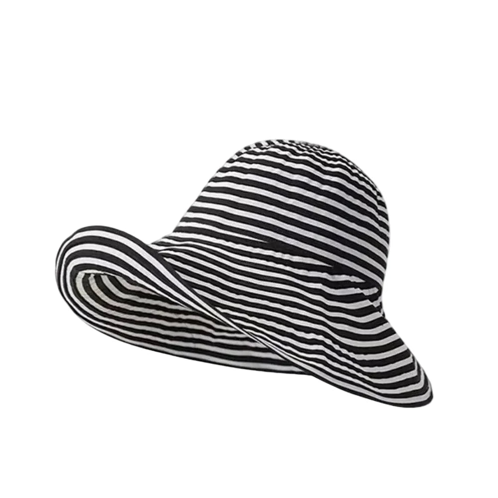 Florida Women Summer Striped Wide Brim Sun Bucket Hat