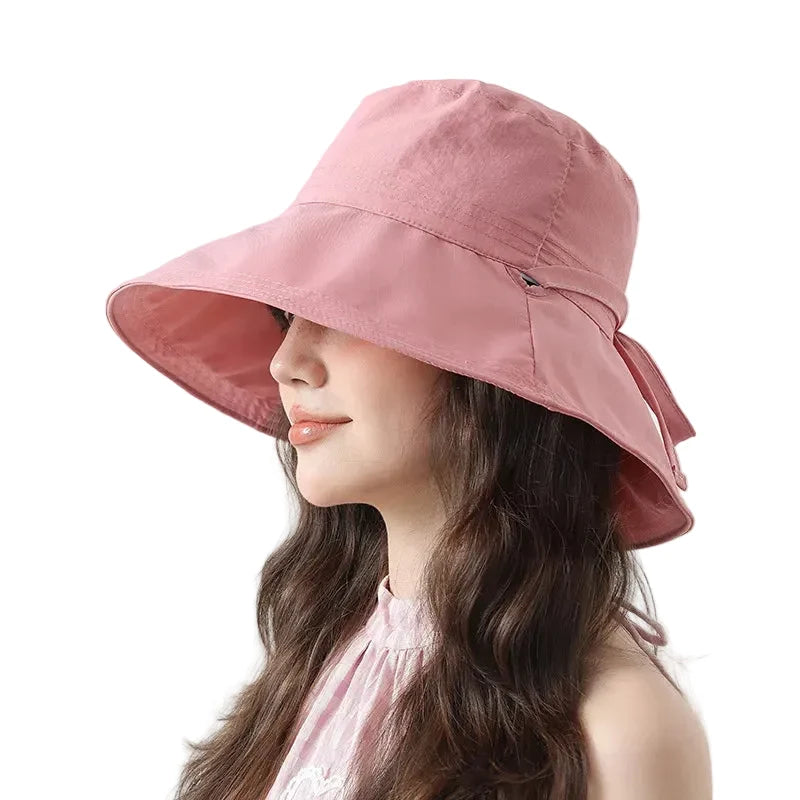 Florida Women Sun Wide Brim Ribbon Bucket Hat