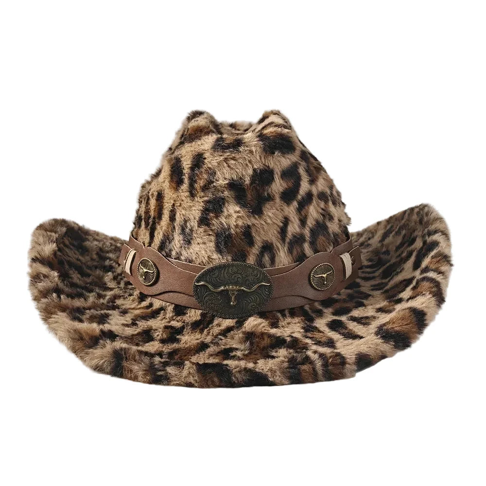 Fort Worth Leopard Print Fur Cotton Cowboy Hat