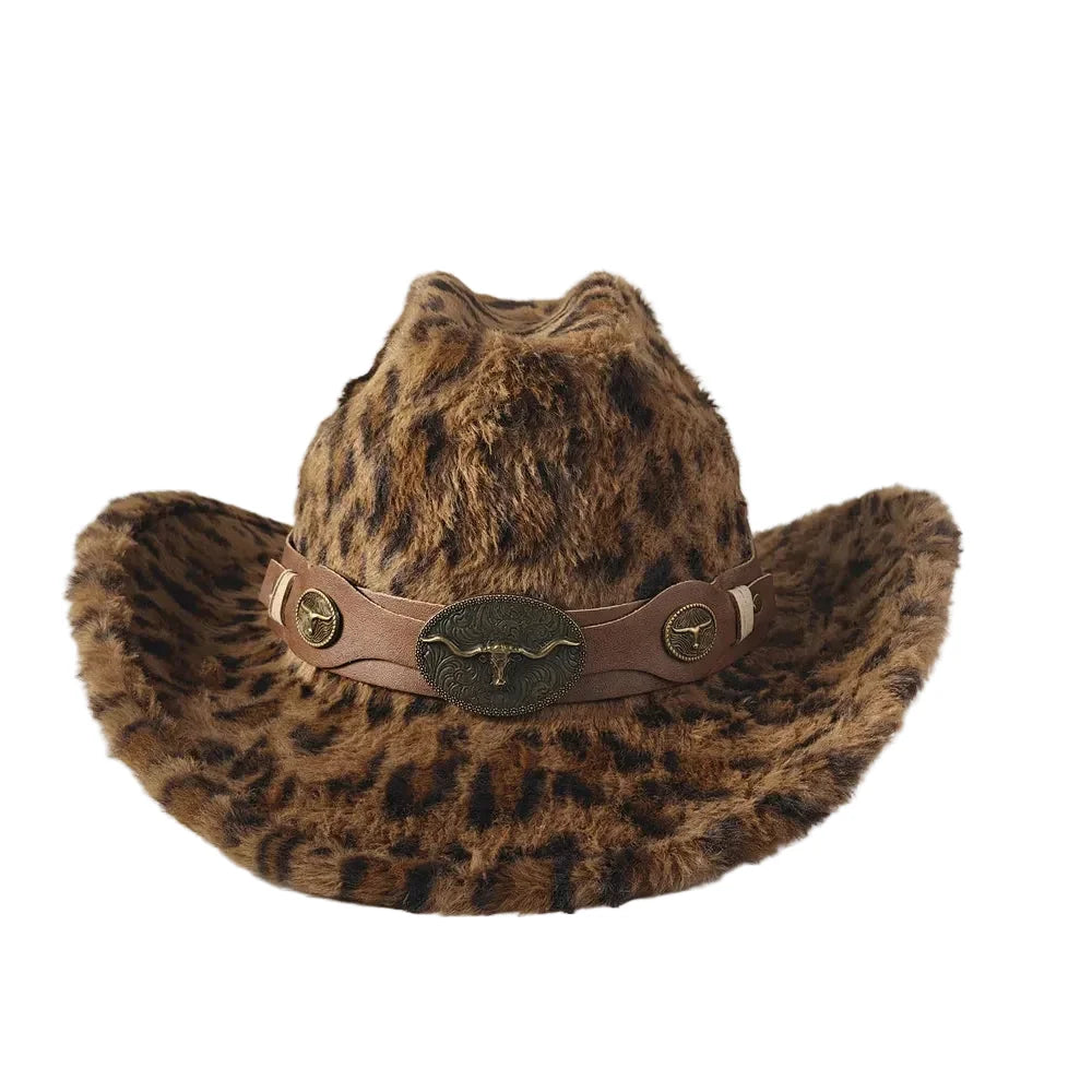 Fort Worth Leopard Print Fur Cotton Cowboy Hat