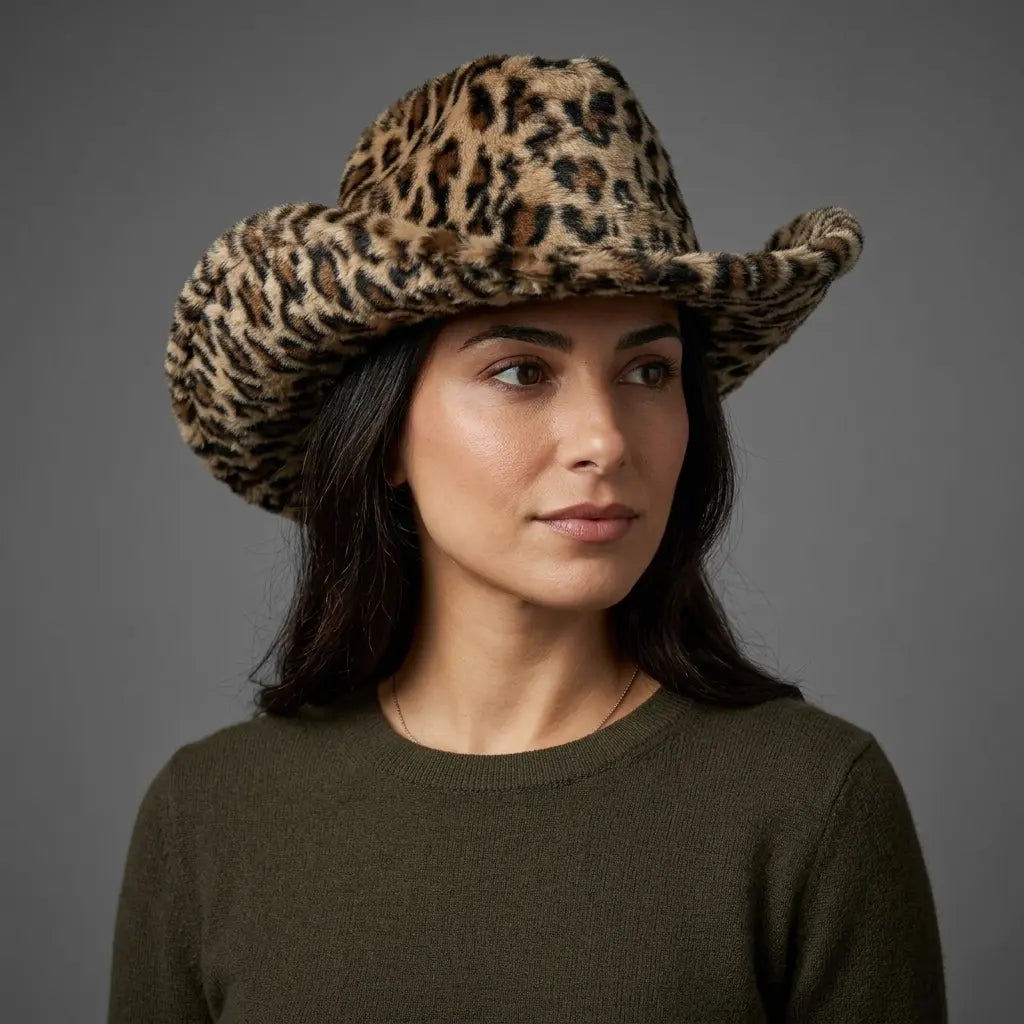 Fort Worth Leopard Print Fur Cotton Cowboy Hat