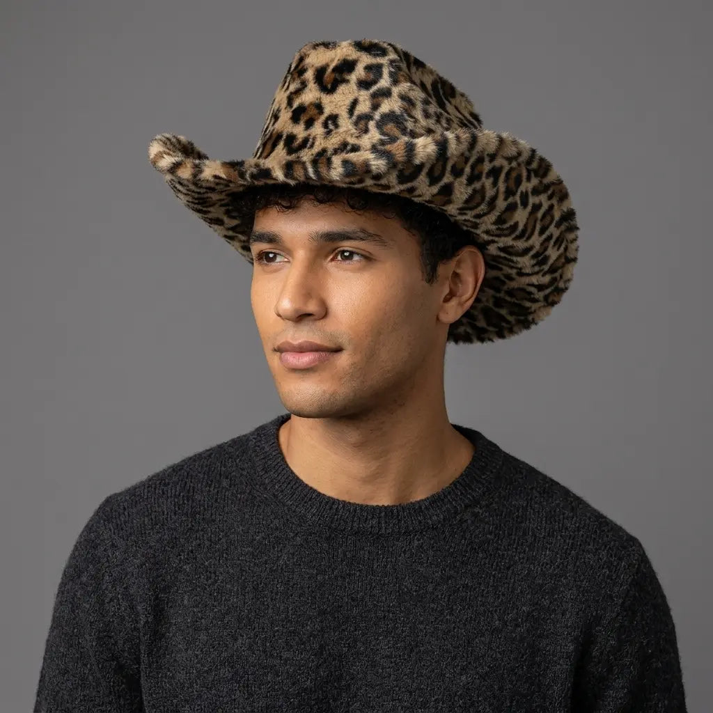 Fort Worth Leopard Print Fur Cotton Cowboy Hat