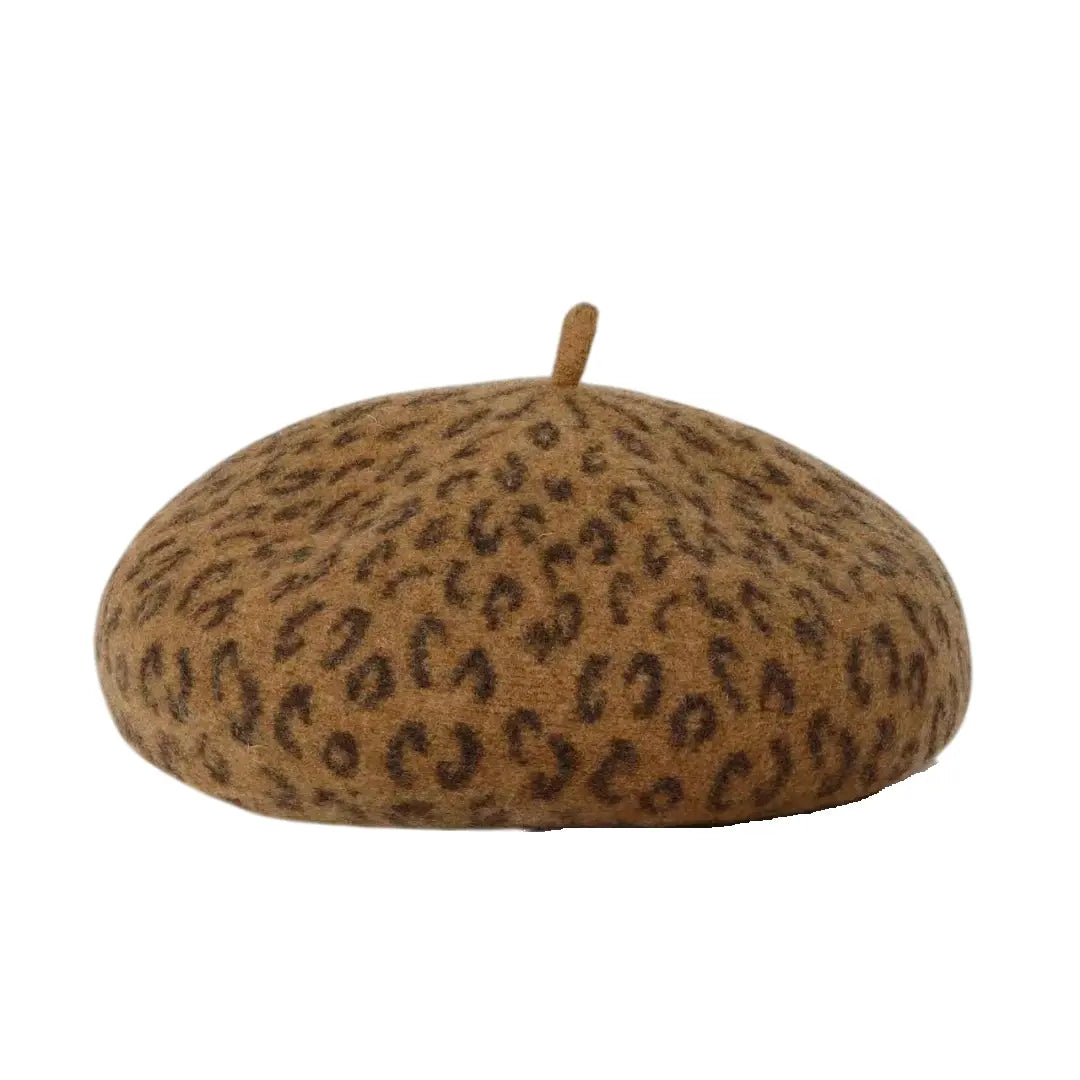 French Leopard Print Wool Beret