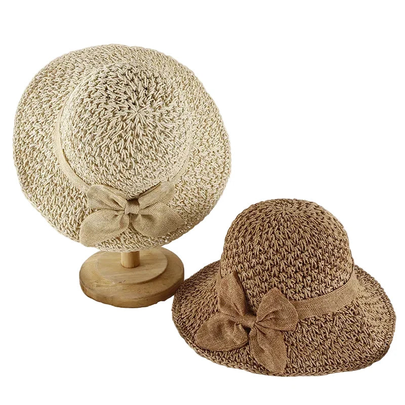 Frida Women Summer Straw Ribbon Wide Brim Bucket Hat