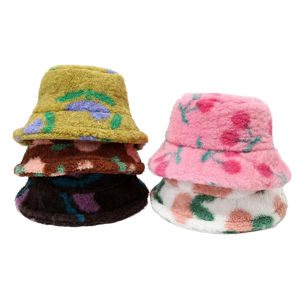 Fruit Cocktail Winter Fur Bucket Hat