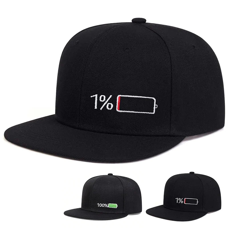 Full-Empty Battery Black Snapback Cap
