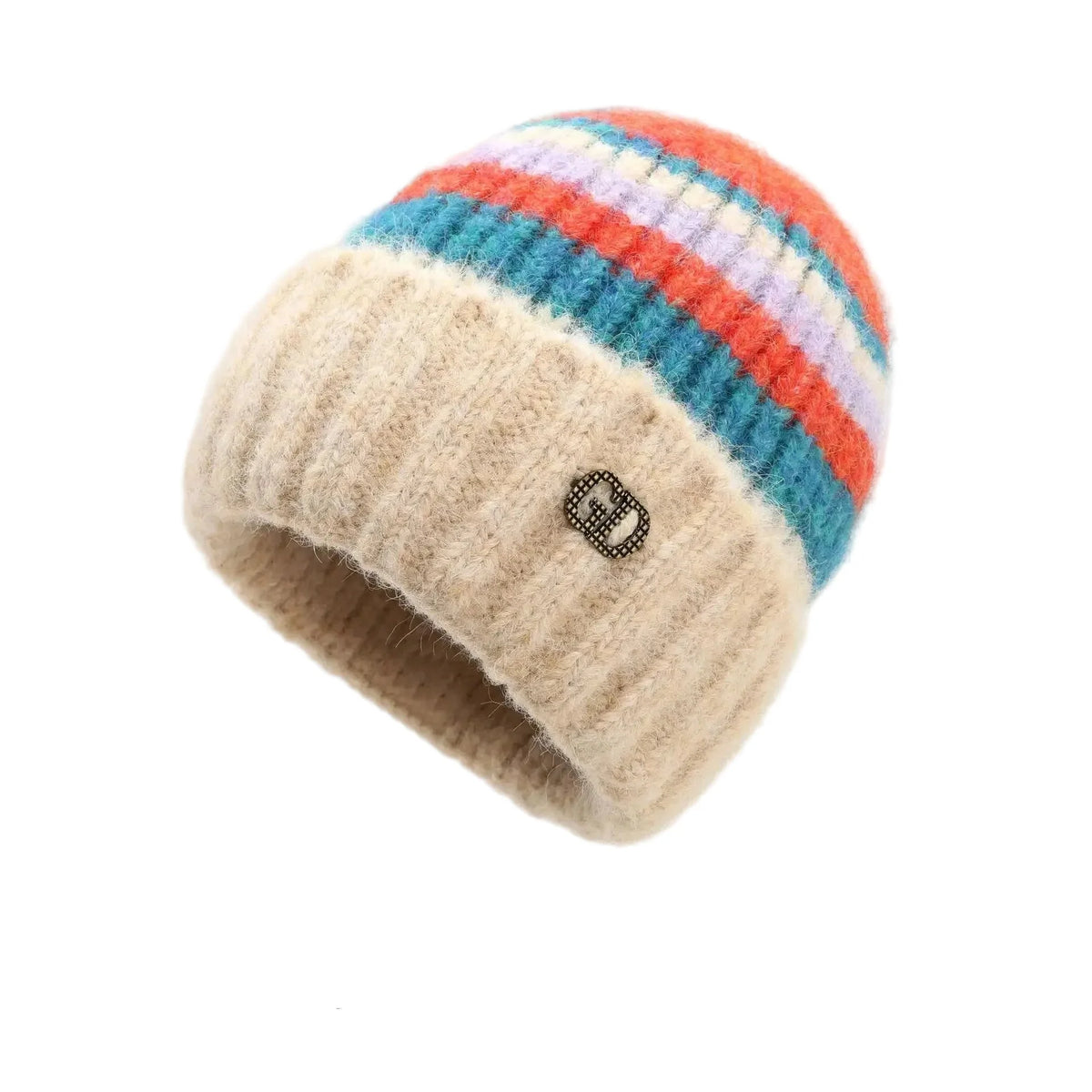 GD Winter Striped Fur Beanie