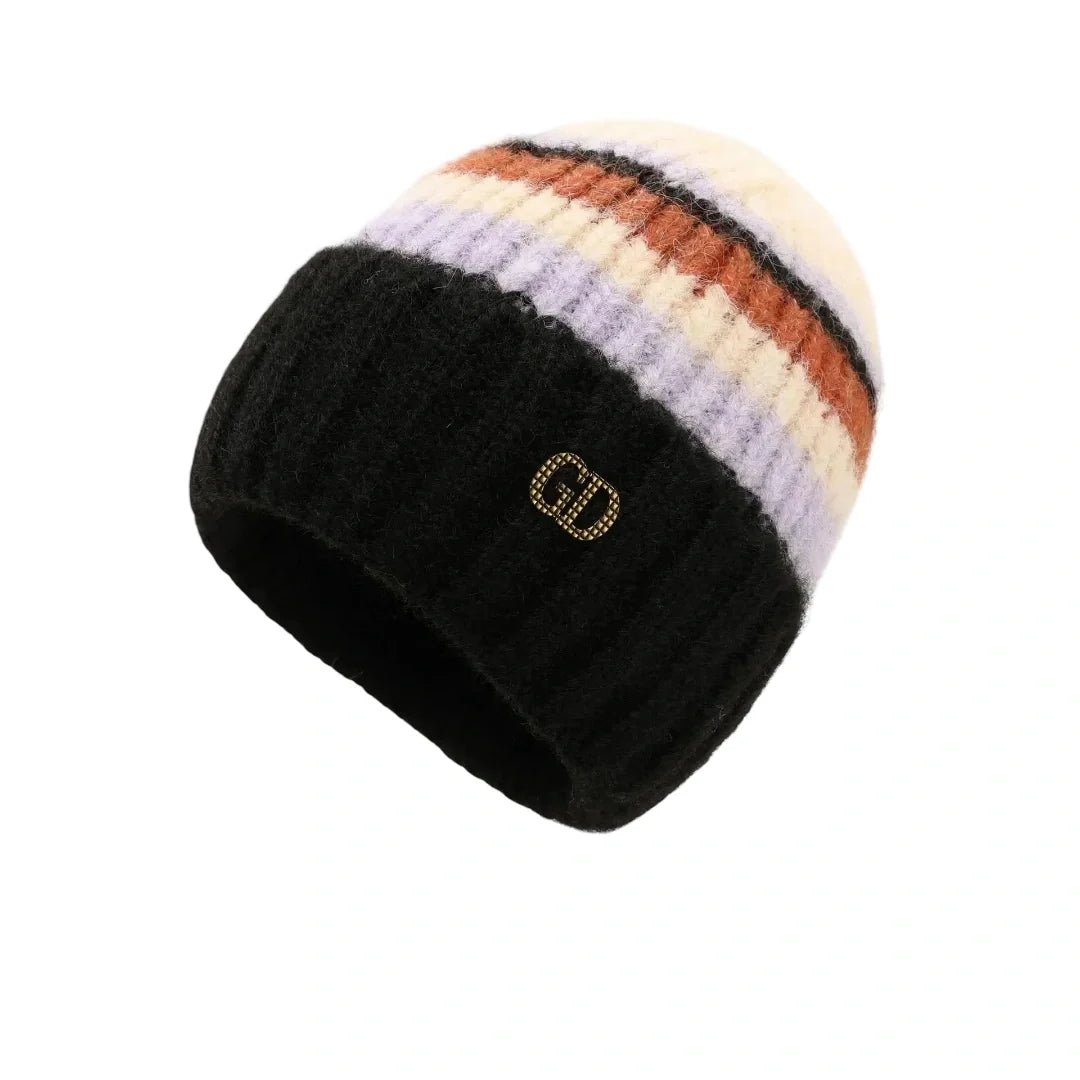 GD Winter Striped Fur Beanie