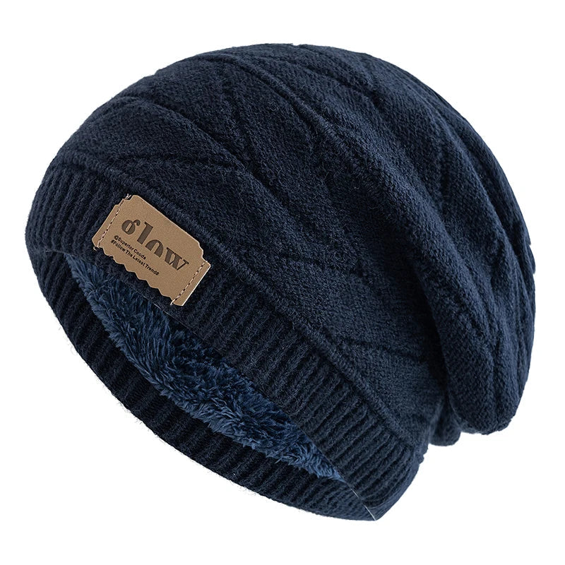 GLOW Winter Fur Knitted Beanie