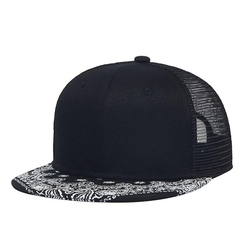 Black Mesh Snapback Cap