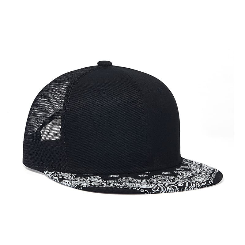 Black Mesh Snapback Cap