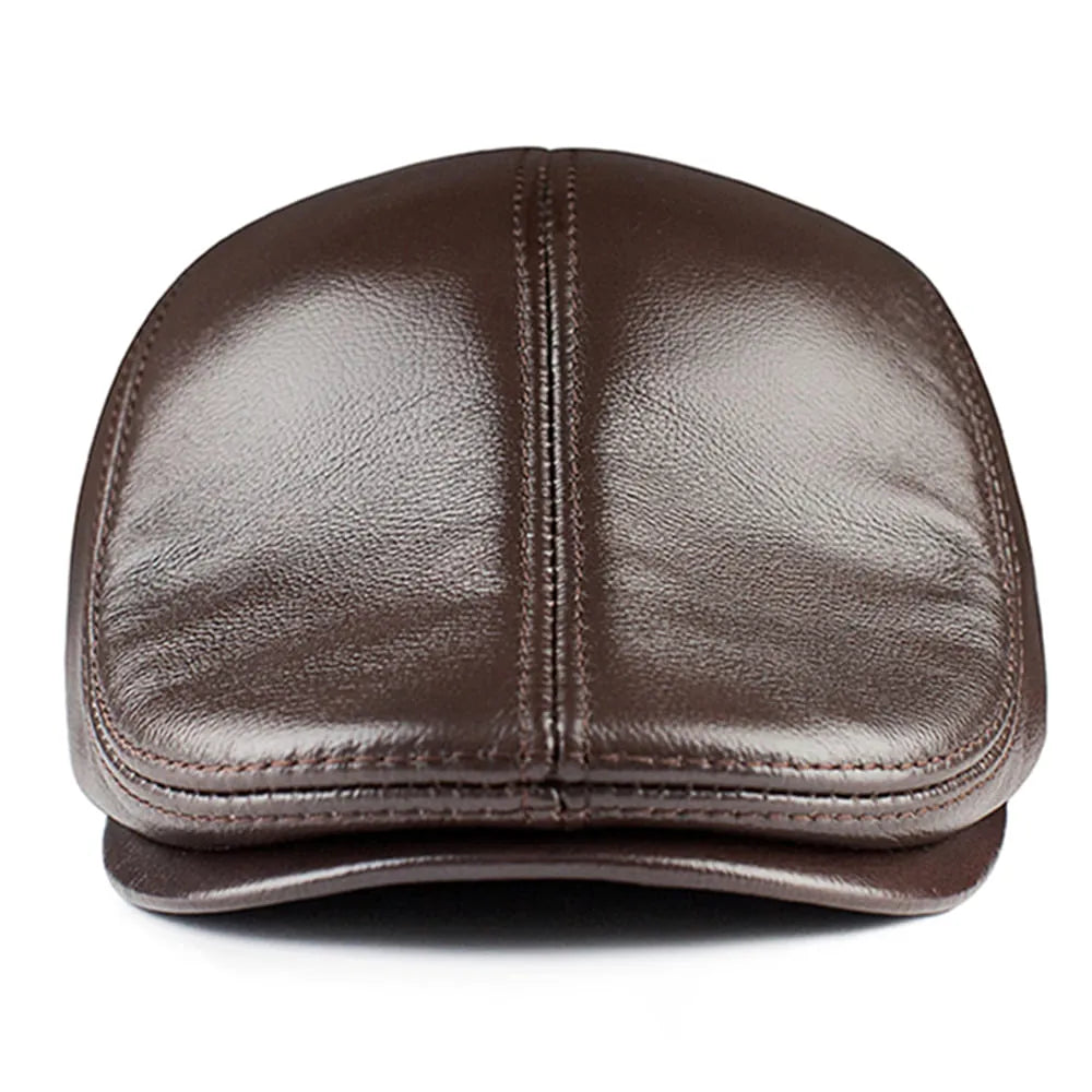 Earflaps Genuine Leather Flat Cap