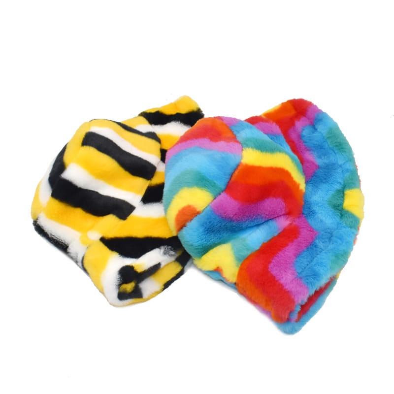 Striped Fur Bucket Hat