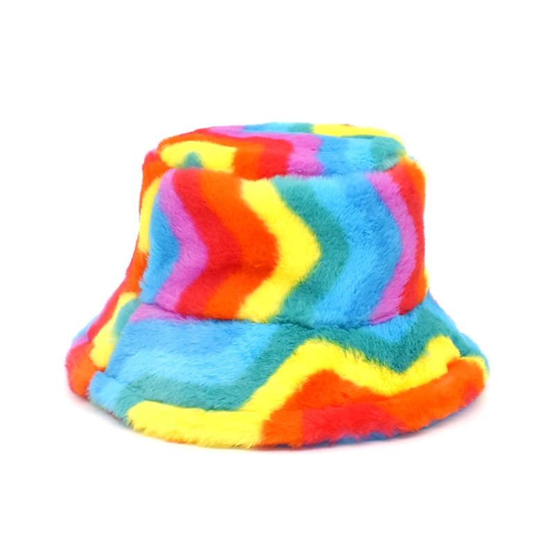 Striped Fur Bucket Hat