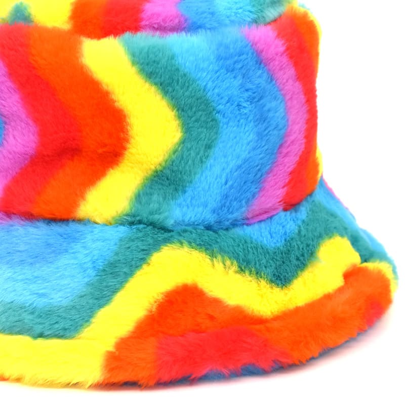 Striped Fur Bucket Hat