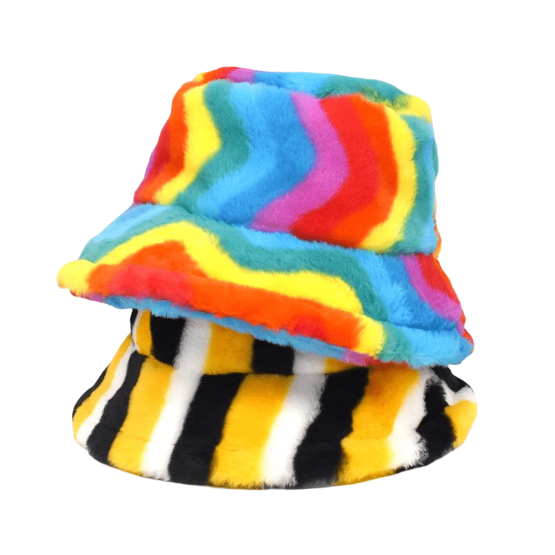 Striped Fur Bucket Hat