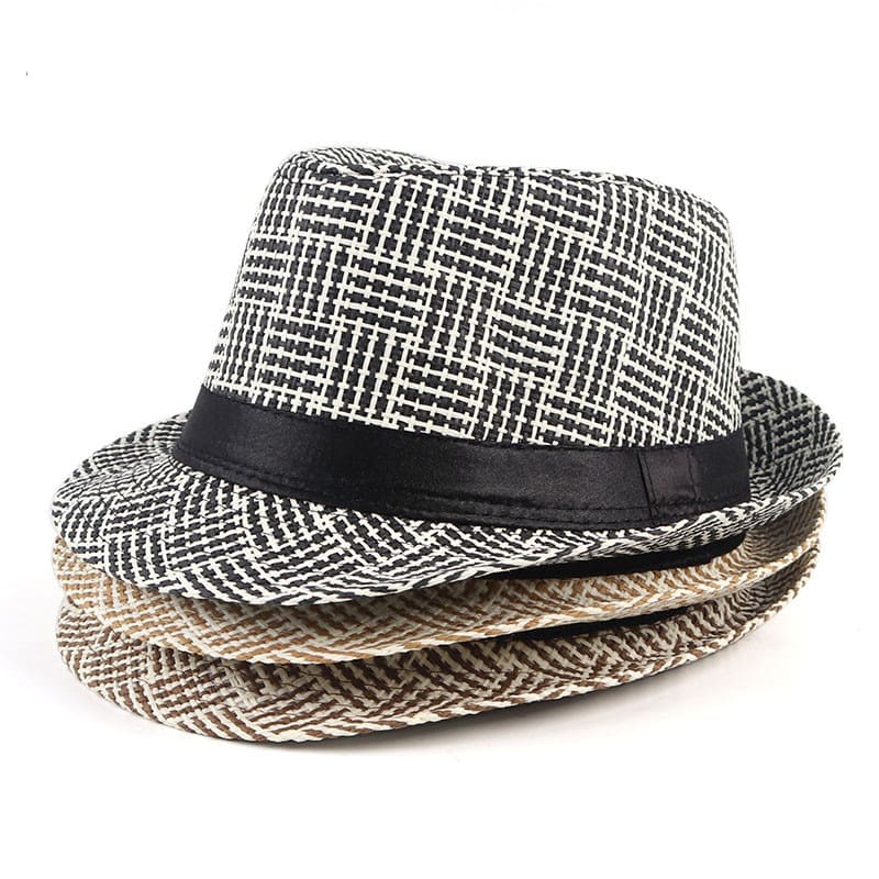 Striped Plaid Trilby Hat