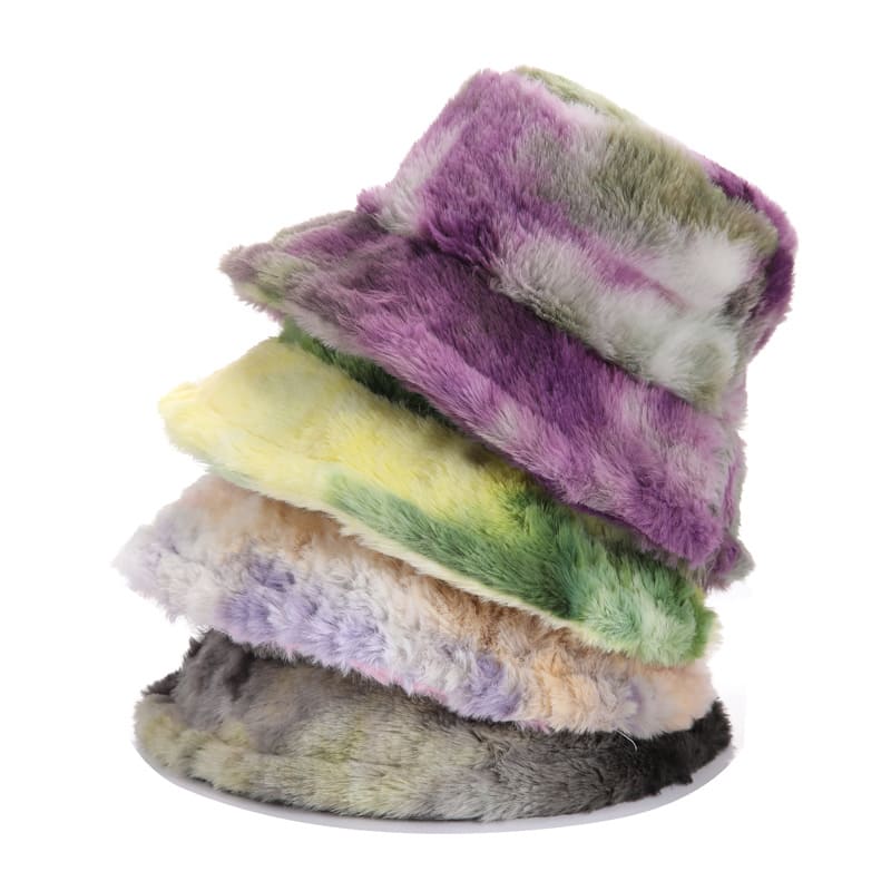 Tie-Dye Fur Bucket Hat
