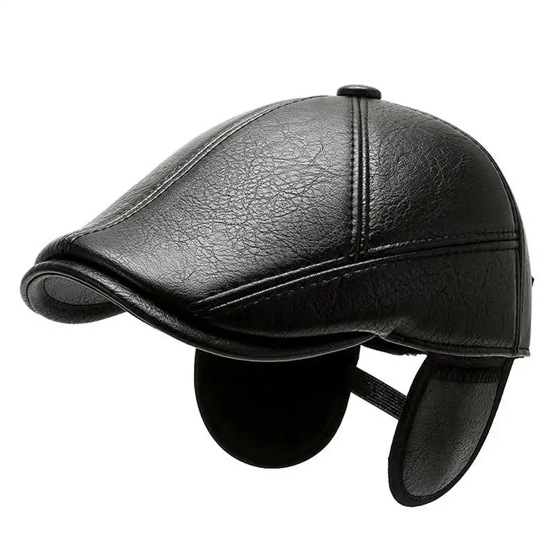 Gauguin Winter Earflaps Leather Flat Cap