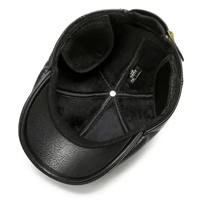 Gauguin Winter Earflaps Leather Flat Cap