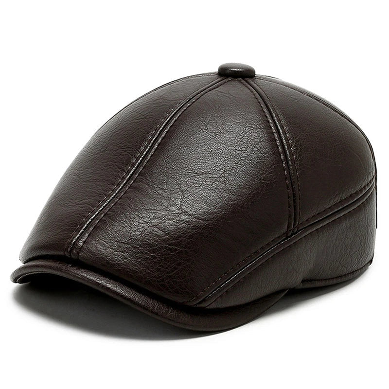 Gauguin Winter Earflaps Leather Flat Cap
