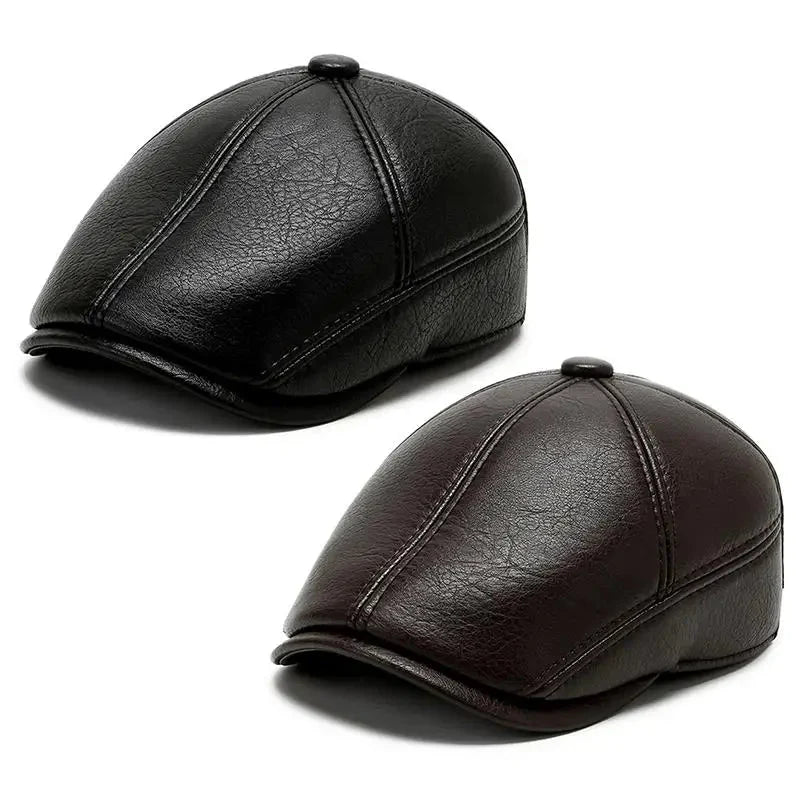 Gauguin Winter Earflaps Leather Flat Cap