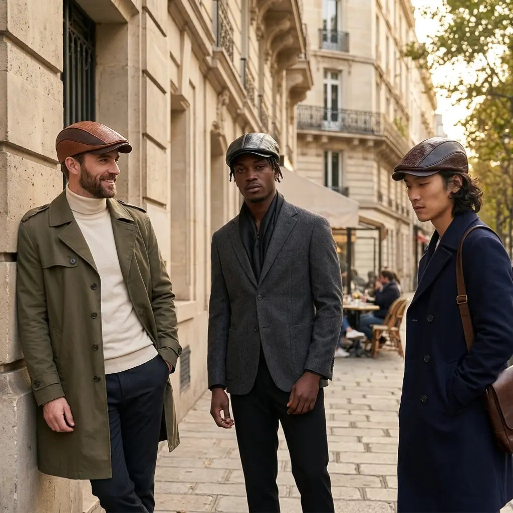 Georgetown Leather Scales Flat Cap
