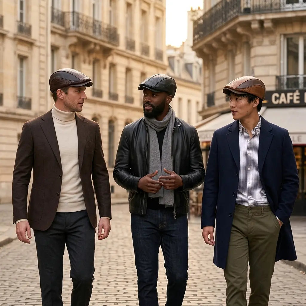 Georgetown Leather Scales Flat Cap