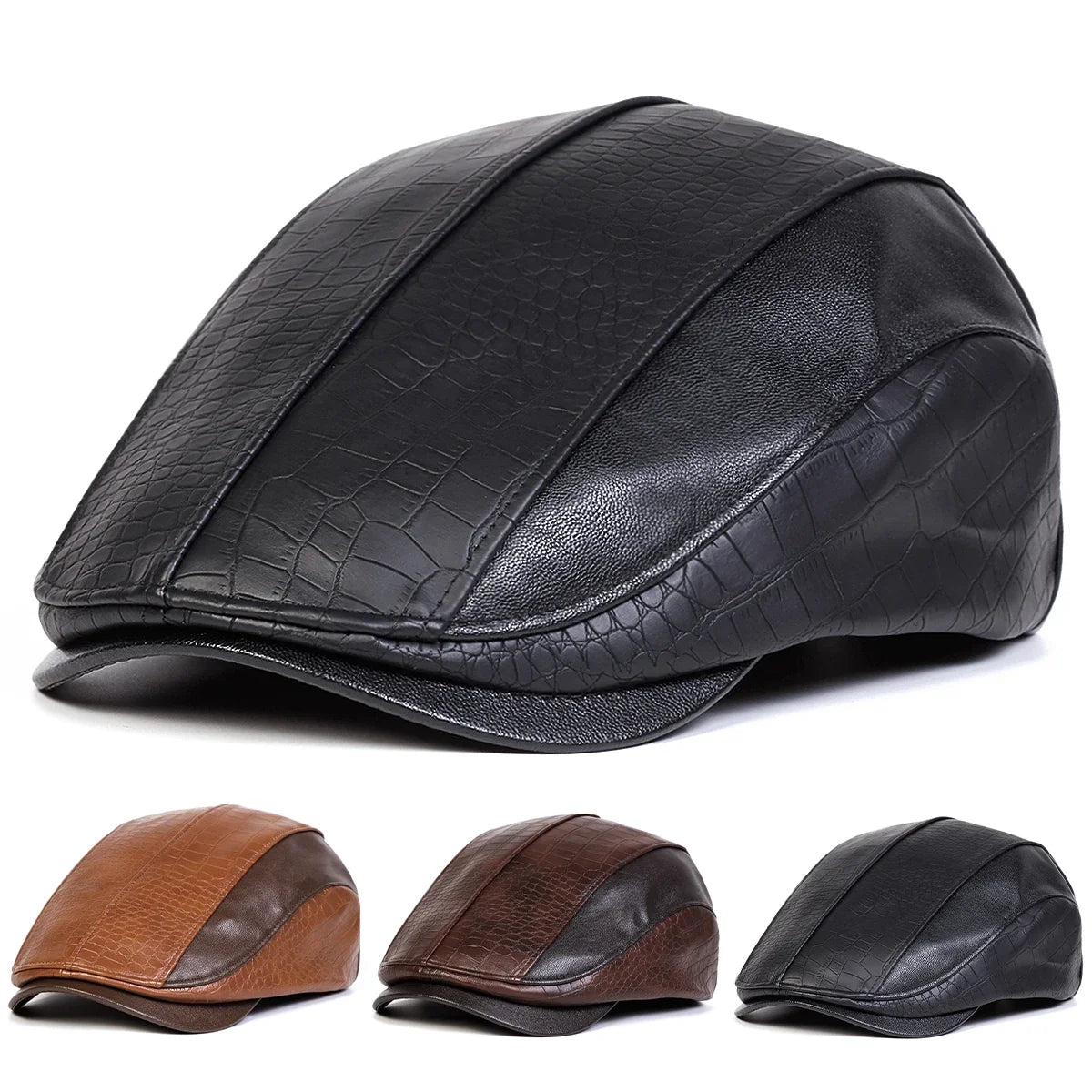 Georgetown Leather Scales Flat Cap