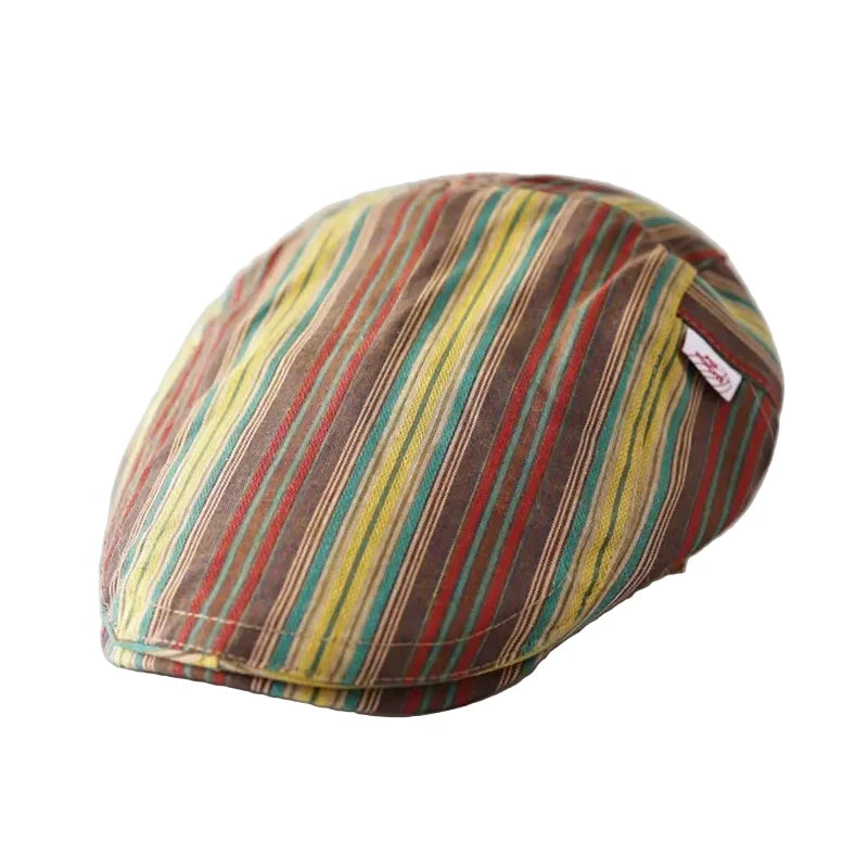 Gervais Striped Cotton Flat Cap