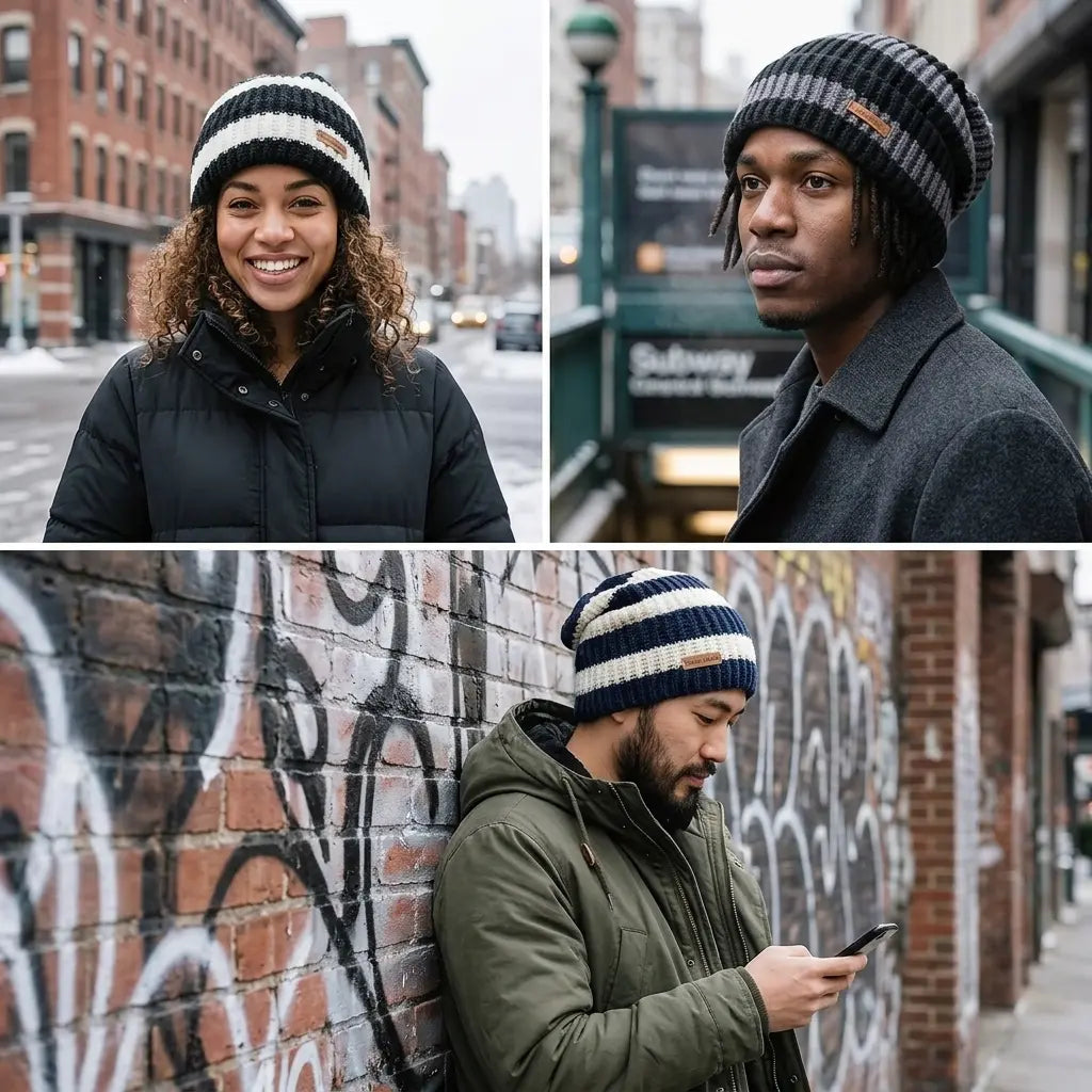Hand-Made Striped Knitted Beanie
