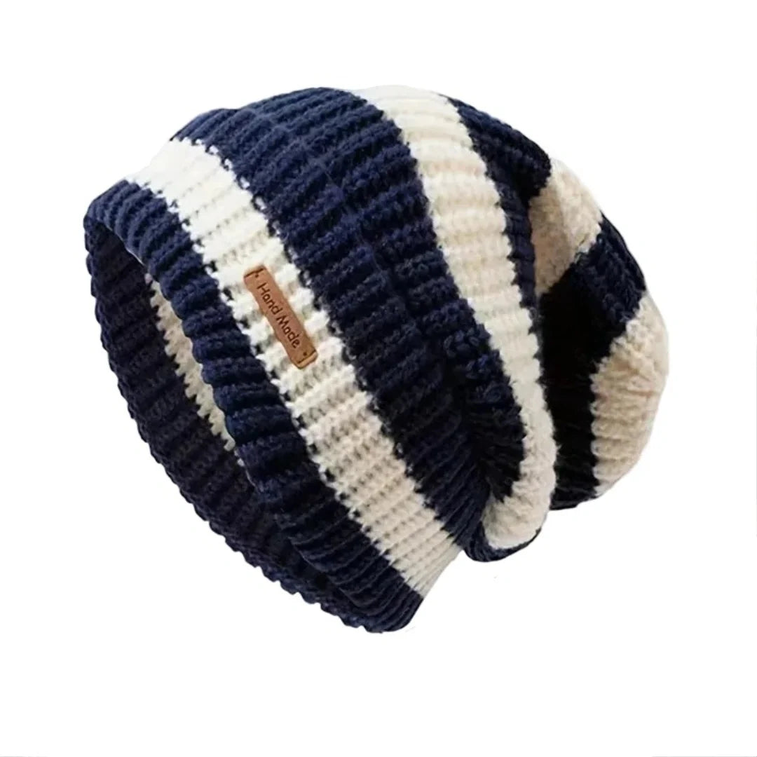 Hand-Made Striped Knitted Beanie