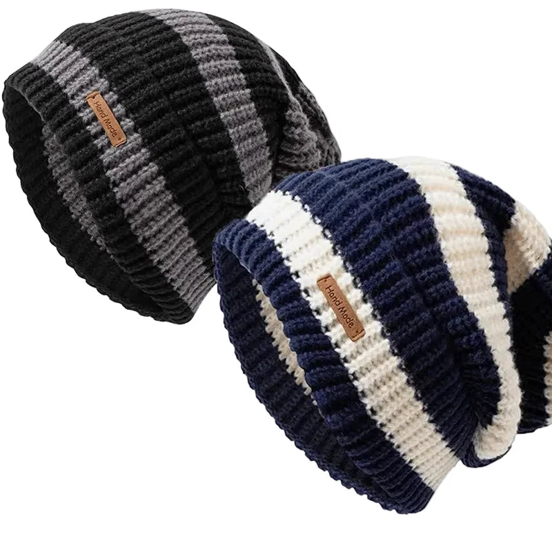 Hand-Made Striped Knitted Beanie