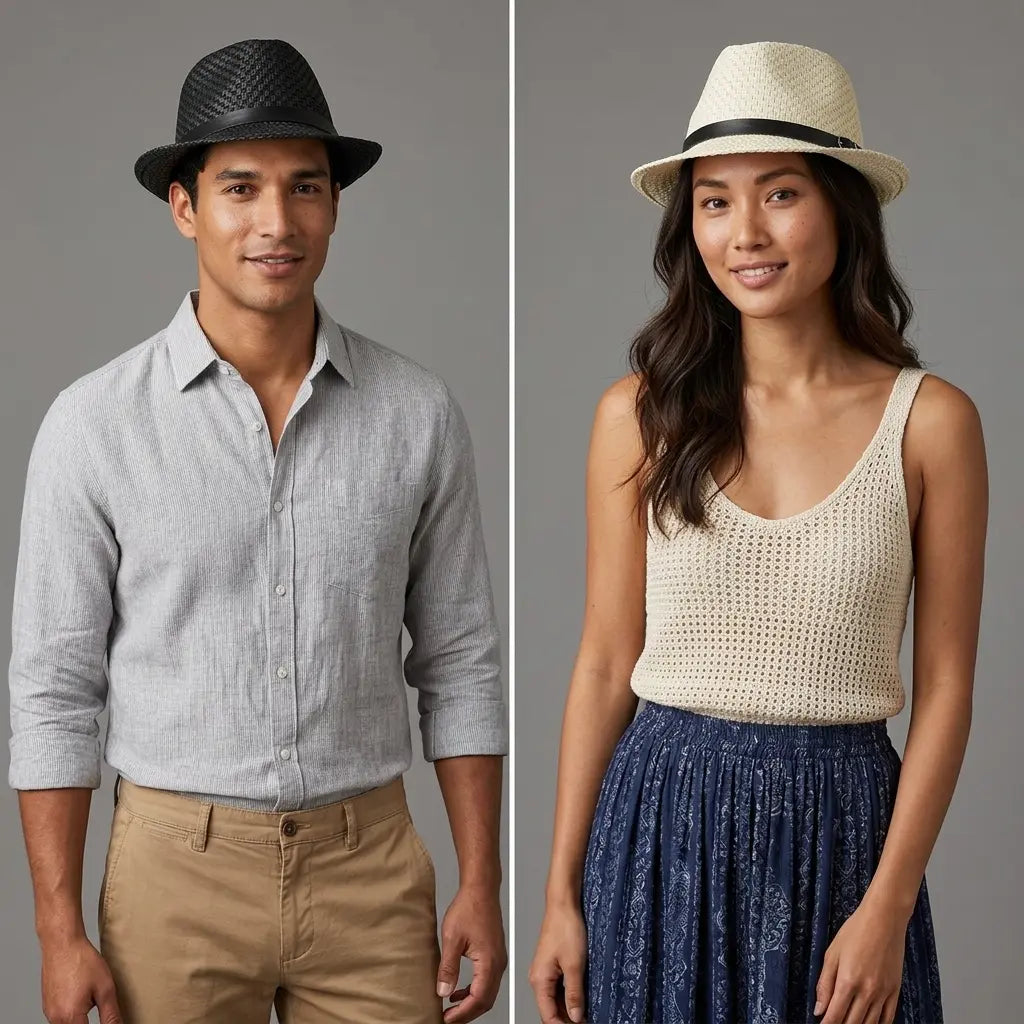 Summer Straw Trilby Hat