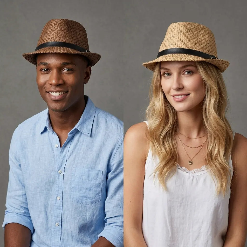 Summer Straw Trilby Hat