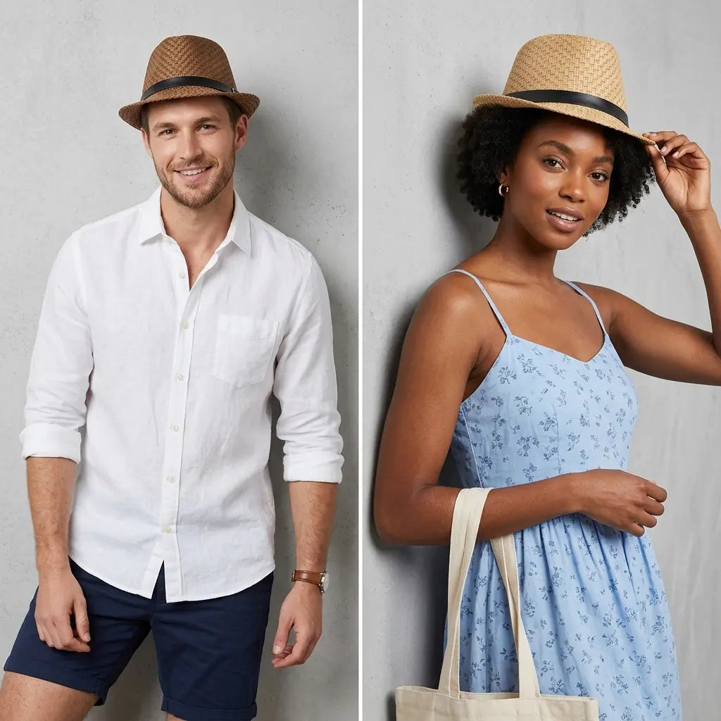 Summer Straw Trilby Hat