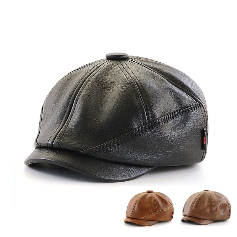 Girons Leather Newsboy Cap