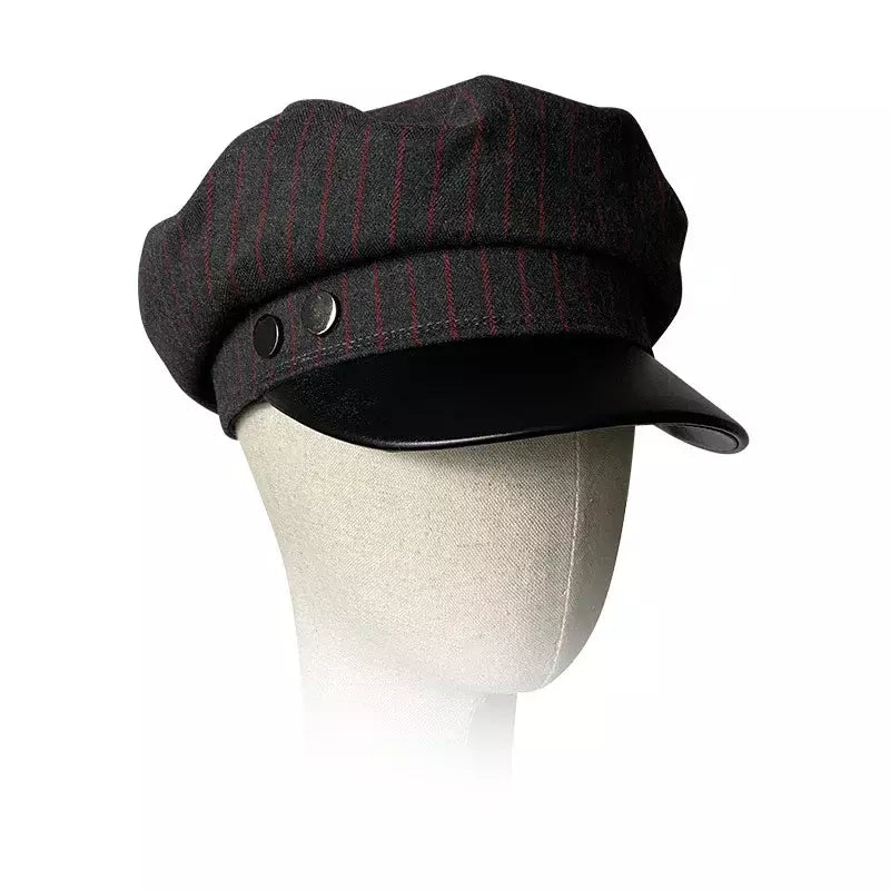 Glencoe Striped Leather Sailor Cap